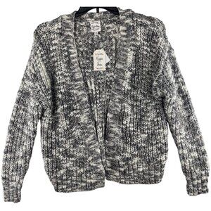 Hippie Rose White Gray Combo Knit Cardigan Sweater Small